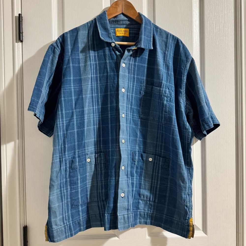Original Madras Trading Company Men’s Blue Plaid Button-Down Shirt XL